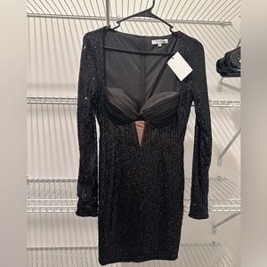 Sequin Black Midi Bodycon Party Dress